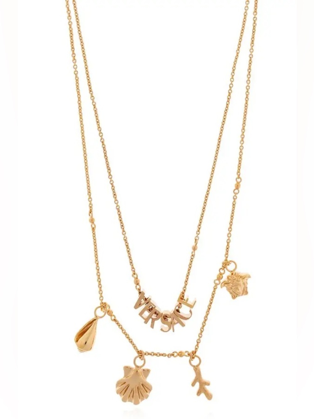 Versace Logo Lettering Charm Necklace - Golden